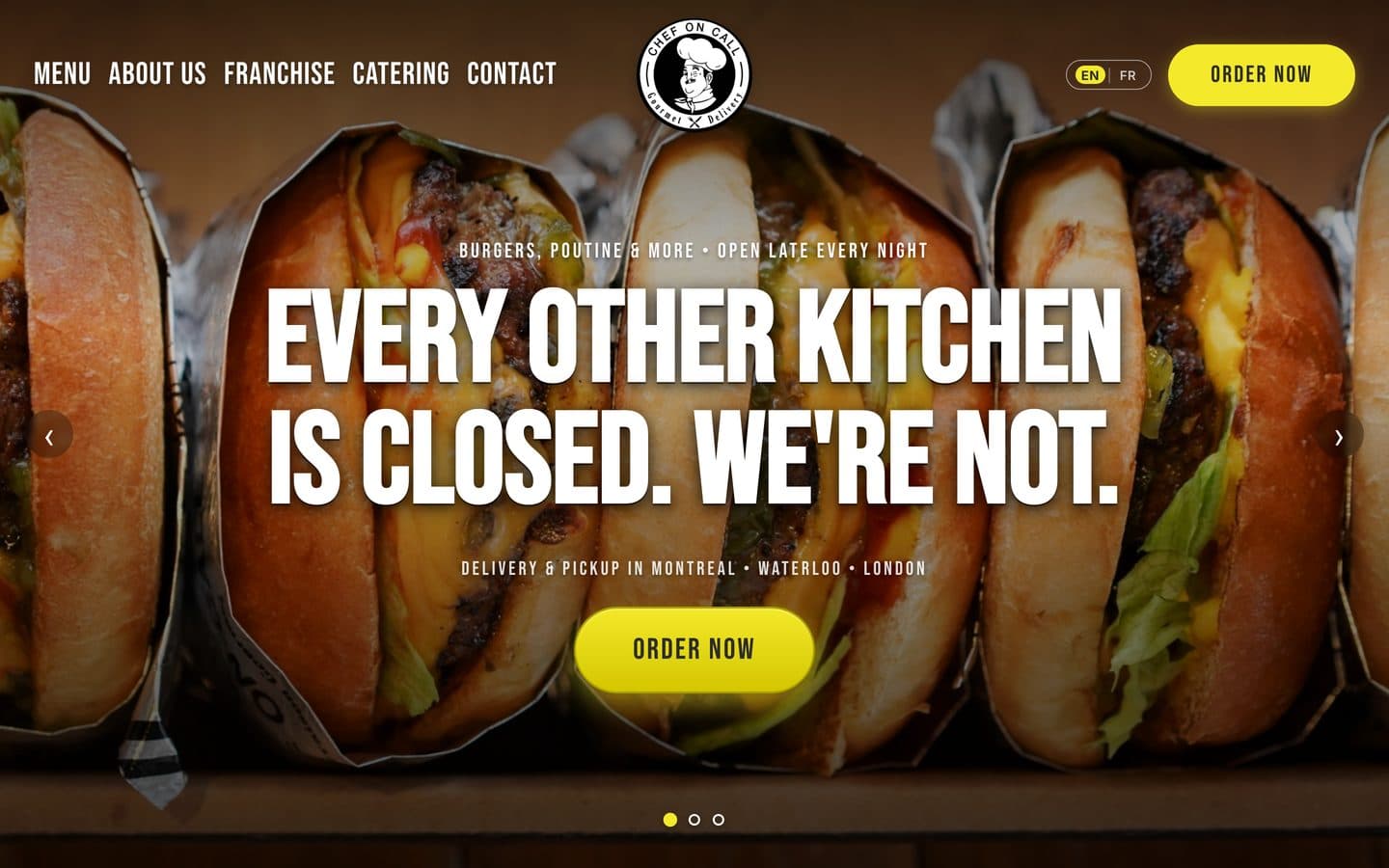 Chef On Call's website, built by Guest Getter