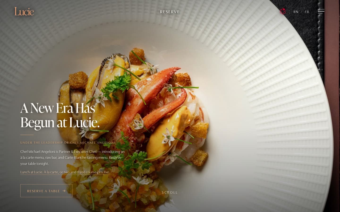 Restaurant Lucie's website, built by Guest Getter