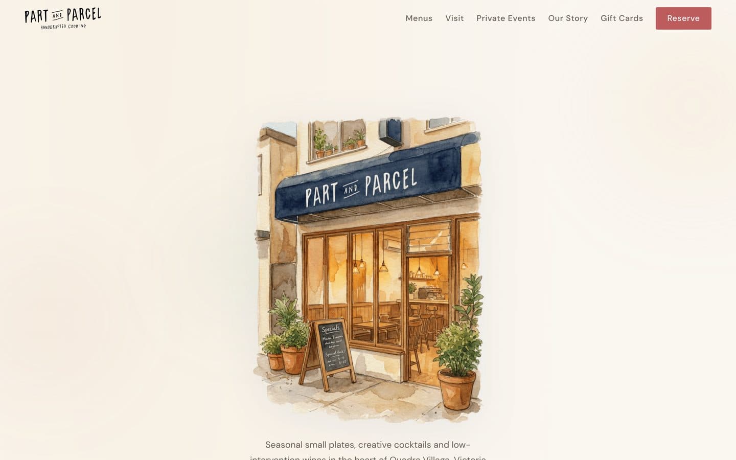 Part & Parcel's website, built by Guest Getter