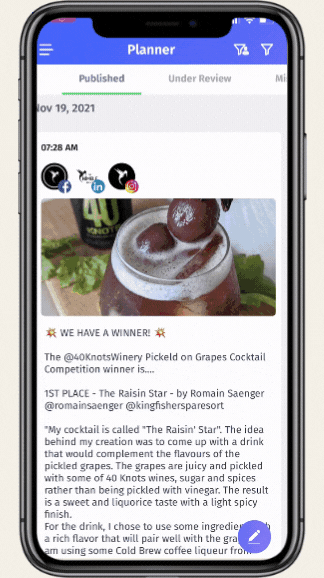 Screen recording of the best restaurant social media tool
