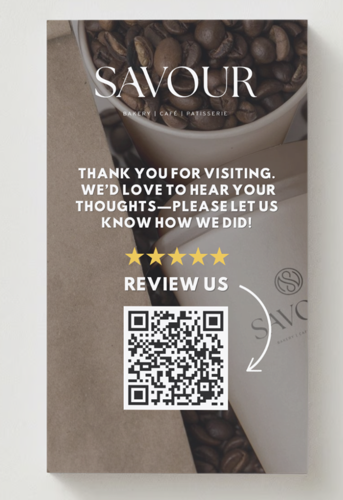 A QR Code Review Card makes it easy for staff to ask for reviews